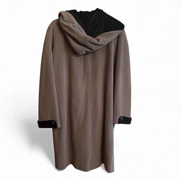 FORCASTER OF BOSTON Lambswool Blend Brown Velvet Hood Coat Jacket Size 14 - Picture 2 of 8